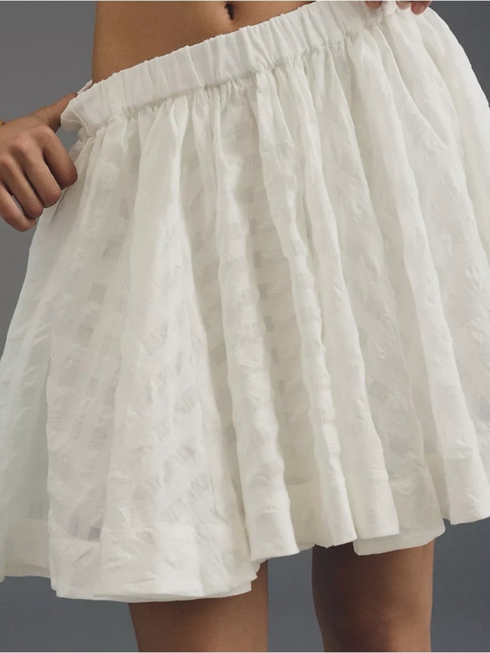 Maeve Anthropologie White Women's Textured Elastic Waist Mini Skirt